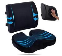 KIMSER Cojín Silla Oficina, Cojín Antiescaras, Cojín de Coxis para Oficina y Coche, Cojín Viscoelástico con Respaldo, Cojín Ortopédico, Ergonómico
