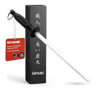 Kimura Varilla de afilar de cerámica profesional, acero de afilado de 10 pulgadas, afilador de cuchillos de cerámica, acabado de grano 1200, mango ergonómico y equilibrado de polipropileno, ideal para