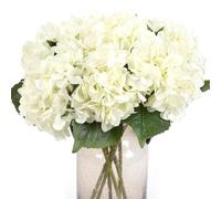 Kimura's Cabin 6 Ramos de hortensias Blancas de Seda con Tallos, Tallos de Hortensia sintética para decoración del hogar, Boda, Fiesta, Mesa (Blanco, Paquete de 6)