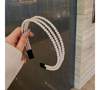 KIMUWHI Diademas de 3 filas de perlas de imitación para mujer, color blanco con brillantes de perlas de imitación, para novia, accesorios para el cabello, para mujeres y niñas