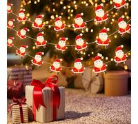 Kimuwote Guirnalda Luces de Navidad, 2M 20LED Papá Noel Cadenas De Luz,Luz de Navidad Decoración Interior Exterior Fiestas, Casa, Balcón, Arbol de Navidad (Blanco Calido)