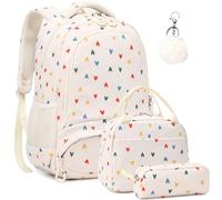Kimwadalh Mochilas Niñas Primaria 3 en 1 Juegos de Mochila Amor Bolsas Escolares Infantiles Niña para la Escuela Primarias 1-3 Grado Girls Backpack de Pana