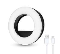 Kimwood - Anillo de luz recargable de 60 LED para teléfono, computadora portátil, tableta (3 modelos, 5 niveles de brillo) (negro)