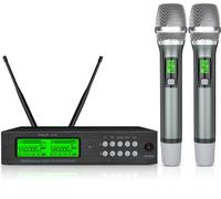 Kimyah Sistema de micrófono inalámbrico, micrófono dinámico Dual UHF, micrófono de Mano inalámbrico de Metal Dos, 320 pies, para Karaoke, y Fiesta, Iglesia, DJ, Boda, reunión (KY-8208)