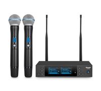 Kimyah Sistema de micrófono inalámbrico, micrófonos inalámbricos UHF duales de metal, rango de 328 pies, ideal para iglesia, conferencias y karaoke, DJ, boda (KY-3308)