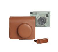 Kimyoaee Funda de transporte para cámara instantánea Fujifilm Instax Wide 400, bolsa de cuero con correa de hombro extraíble, Brown