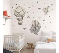 kina - Adhesivos murales niño - PVC blanco - Fiesta entre las estrellas - 130 x 40 cm - No tóxico - Colores brillantes - Decoración de pared - Dormitorio - Guardería - Baby Shower - PVB0025