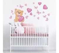 kina - Pegatina Pared Decoración Habitación Niños R00011 - Material Tela Ecológica, Hipoalergénico, Reposicionable, Efecto caricia, Escuela infantil - Gráficos Osito y medir 90x30 cm