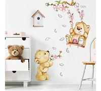 kina - Pegatina Pared Decoración Habitación Niños R00154 - Material Tela Ecológica, Hipoalergénico, Reposicionable, Efecto caricia, Escuela infantil - Gráficos Ositos y medir 120x30 cm