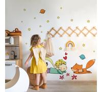 kina - Pegatina Pared Decoración Habitación Niños R00158 - Tela Ecológica, Hipoalergénico, Reposicionable, Efecto caricia, Escuela infantil - Gráficos El Principito y medir 100x30 cm