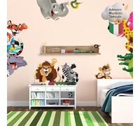kina - Pegatina Pared Decoración Habitación Niños R00256 - Material Tela Ecológica, Hipoalergénico, Reposicionable, Efecto caricia, Escuela infantil - Gráficos Selva y medir 120x30 cm
