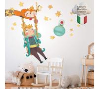 kina - Pegatina Pared Decoración Habitación Niños R00369 - Tela Ecológica, Hipoalergénico, Reposicionable, Efecto caricia, Escuela infantil - Gráficos El Principito y medir 120x30 cm
