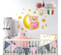 kina - Pegatina Pared Decoración Habitación Niños R00390 - Material Tela Ecológica, Hipoalergénico, Reposicionable, Efecto caricia, Escuela infantil - Gráficos Osito y medir 80x30 cm