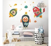 kina - Pegatina Pared Decoración Habitación Niños R00509 - Material Tela Ecológica, Hipoalergénico, Reposicionable, Efecto caricia, Escuela infantil - Gráficos Universo y medir 90x30 cm