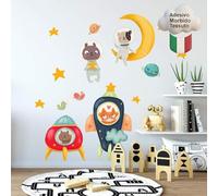 kina - Pegatina Pared Decoración Habitación Niños R00512 - Material Tela Ecológica, Hipoalergénico, Reposicionable, Efecto caricia, Escuela infantil - Gráficos Universo y medir 100x30 cm