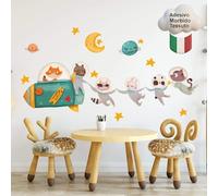 kina - Pegatina Pared Decoración Habitación Niños R00513 - Material Tela Ecológica, Hipoalergénico, Reposicionable, Efecto caricia, Escuela infantil - Gráficos Universo y medir 100x30 cm
