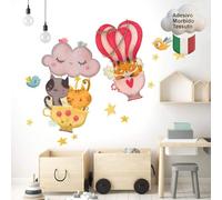 kina - Pegatina Pared Decoración Habitación Niños R00516 - Material Tela Ecológica, Hipoalergénico, Reposicionable, Efecto caricia, Escuela infantil - Gráficos Animales y medir 120x30 cm