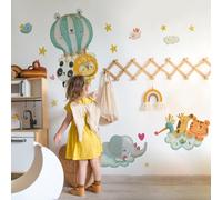 kina - Pegatina Pared Decoración Habitación Niños R00522 - Material Tela Ecológica, Hipoalergénico, Reposicionable, Efecto caricia, Escuela infantil - Gráficos Animales y medir 120x30 cm