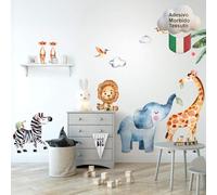 kina - Pegatina Pared Decoración Habitación Niños R00534 - Material Tela Ecológica, Hipoalergénico, Reposicionable, Efecto caricia, Escuela infantil - Gráficos Bosque y medir 120x30 cm