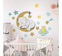 kina - Pegatina Pared Decoración Habitación Niños R00545 - Material Tela Ecológica, Hipoalergénico, Reposicionable, Efecto caricia, Escuela infantil - Gráficos Elefante y medir 80x30 cm