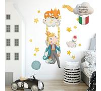 kina - Pegatina Pared Decoración Habitación Niños R00564 - Tela Ecológica, Hipoalergénico, Reposicionable, Efecto caricia, Escuela infantil - Gráficos El Principito y medir 120x30 cm