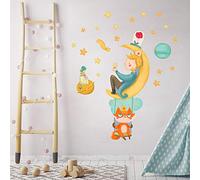 kina - Pegatina Pared Decoración Habitación Niños R00573 - Tela Ecológica, Hipoalergénico, Reposicionable, Efecto caricia, Escuela infantil - Gráficos El Principito y medir 100x30 cm