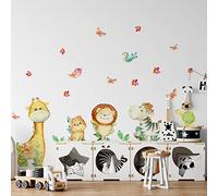 kina - Pegatina Pared Decoración Habitación Niños R00610 - Material Tela Ecológica, Hipoalergénico, Reposicionable, Efecto caricia, Escuela infantil - Gráficos Selva y medir 120x30 cm