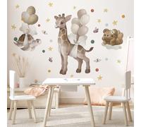 kina - Pegatina Pared Decoración Habitación Niños R00809 - Material Tela Ecológica, Hipoalergénico, Reposicionable, Efecto caricia, Escuela infantil - Gráficos Animales y medir 120x40 cm