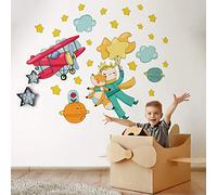 kina - R00362 Pegatinas Pared Infantil ecológico e hipoalergénico efecto Tela Suave Fábula El Principito Decoración Reposicionable Pared Habitación Niños Bebés Recién Nacidos Adhesivo Papel Pintado