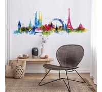 kina - UVCD0059 Pegatinas de Pared Stickers Rascacielos Ciudad Torre Eiffel Paris - Decoración de Pared Salón Cocina Dormitorio Entrada