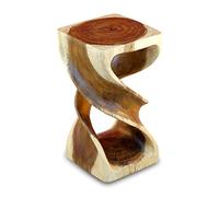 Kinaree Mesa auxiliar de acacia Double Twist - Taburete de madera trenzado de 50 cm, también adecuado como soporte para flores