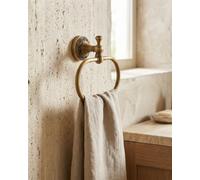 Kinaree Toallero de latón con aspecto antiguo, toallero para baño con roseta de pared decorada, anillo de toalla de latón antiguo para montaje en pared, aprox. 21 cm, inodoro de invitados