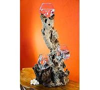 Kinaree Vidrio fundido sobre madera de raíz - Cuenco de cristal sobre raíz - Madera de teca con jarrón de cristal o cuenco (3 vasos aprox. 40-60 x 30 x 30 cm)