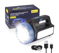 Kinberry Linternas superbrillantes recargables, linterna LED de alta potencia de 2400 mAh, linterna de mano, recargable por USB y solar, impermeable, para senderismo, camping