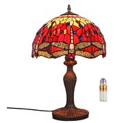 Kinbolas Descripción De 12 Pulgadas Ligera De Escritorio Serie Dragonfly Lámpara De Vidrio Manchada De Lámpara Tiffany Lámpara De Noche Pequeña Lámpara De Mesa Antigua Oficina De Dormitorio De Dormito
