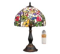 Kinbolas Lámpara de mesa estilo Tiffany de 12 pulgadas, lámpara de vidrieras, pantallas de lámpara de noche, lámpara de lectura, escritorio antiguo, sala de estar, dormitorio, oficina, esti(Color:B-6)