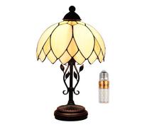 Kinbolas Lámpara de Mesa Estilo Tiffany,Pantalla de Vidriera Vintage de 10 pulgadas,Lámpara de Cabecera de Lectura Art Decó Victoriana para Dormitorio,Sala de Estar,Estudio,Oficina(Color:A)