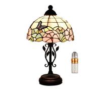 Kinbolas Lámpara de Mesa Estilo Tiffany,Pantalla de Vidriera Vintage de 10 pulgadas,Lámpara de Cabecera de Lectura Art Decó Victoriana para Dormitorio,Sala de Estar,Estudio,Oficina(Color:B)