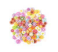 KINBOM 100 Abalorios de Resina de Flores, Abalorios de Resina de Reverso Plano, Abalorios de Resina con Reverso Plano, Cuentas de Margarita Fabricación Decoraciones Artesanales (Colores Mixtos)
