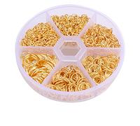 KINBOM 1000 Piezas Anillos de Salto 4/5/6/7/8/10mm Anillos de Salto Abiertos para Hacer Joyas Jump Rings Kit con Estuche de Plástico para Hacer Bricolaje Aretes Pulseras Collares (Dorado)
