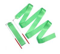 KINBOM 2 Piezas Cintas de Baile, 2 m Cinta Baile Giratoria Larga Cinta de Gimnasia para Cinta Baile Artistico de Niña Entrenamiento Fiesta, con Varita de Bailarina de Cinta (Verde)