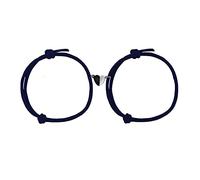 KINBOM 2 Piezas Pulseras Magnéticas para Parejas, Atracción Mutua del Corazón del Amor Pulseras a Juego para Parejas Cuerda de Relación Trenzada Pulseras Ajustables para Novia Novio (Azul marino)