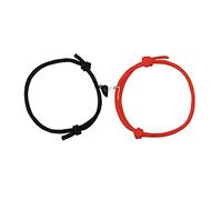 KINBOM 2 Piezas Pulseras Magnéticas para Parejas, Atracción Mutua del Corazón del Amor Pulseras a Juego para Parejas Cuerda de Relación Trenzada Pulseras Ajustables para Novia Novio (Rojo + Negro)