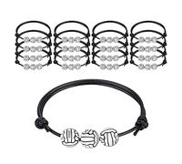 KINBOM 20 piezas Pulseras Deportivas, Pulseras Ajustables Hombre Pulseras Atléticas Bracelet Rope Negra para Niños Niñas Adolescentes Adultos Fiesta de Cumpleaños (Cuenta de Voleibol)