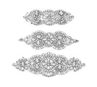 KINBOM 3 piezas Apliques de Cristal para Ropa y Vestido, Apliques Boda con Diamantes de Imitación para Planchar