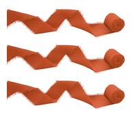 KINBOM 3 Rollos Cinta de Gasa, 3,8cm x 5m Seda Con Flecos Suave para Bodas, Ramos de Novia, Manualidades y Fotografía (Naranja)