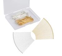 KINBOM 300 Piezas Alfileres de Cabeza para Bisutería, 5cm Largo Alfileres Rectos Plata y Oro Alfileres Joyeria para Manualidades Aretes Pulseras Collares Colgantes (Alfileres de Cabeza de Bola)