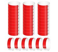 KINBOM 300 Uds. Pulseras Identificativas de Neón, Impermeables Pulseras de Papel para Eventos Coloridas Pulseras para Eventos Fiestas Festivales de Música Conciertos Ferias de Educación Física (Rojo)