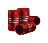 KINBOM 4 Piezas 1,7x1cm Tapones Rueda Coche de Aluminio, Resistentes Tapas para Válvulas de Neumáticos Tapones Valvula Coche Sello Hermético para SUV Camiones Bicicletas Motocicletas (Rojo)