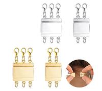 KINBOM 4 piezas Cierres de Collar en Capas, Cierres Magnéticos para Pulseras Necklace Clasp Cierres de Joyería para Capas Joyería DIY (2/3 Hebras Plateadas y Doradas)